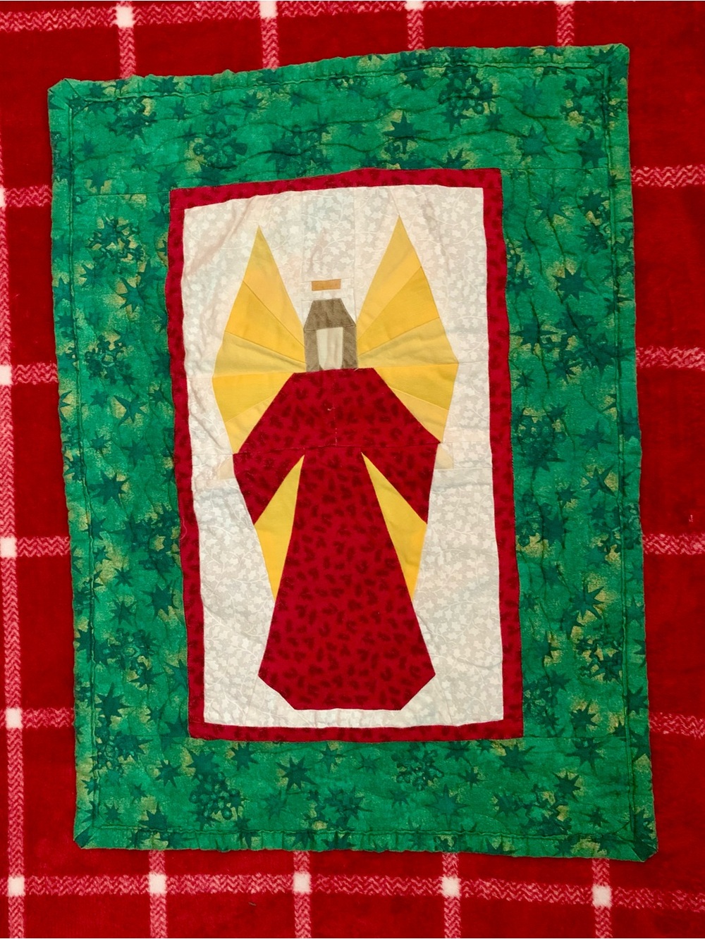 Handmade Quilted Holiday Angel Wall Hanging Home Decor